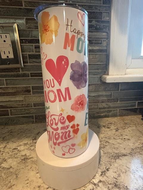 floral mom tumbler: Best Mom Ever, Happy Mommy Day, 20oz Insulated Cup