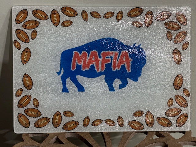 Bills Mafia Glass Cutting Board