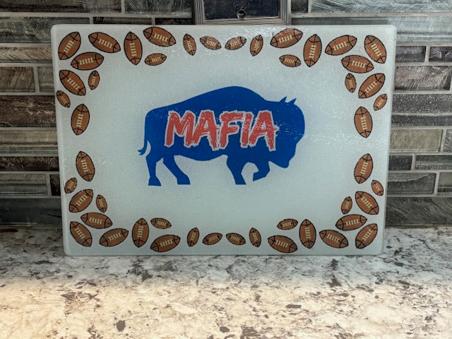 Bills Mafia Glass Cutting Board