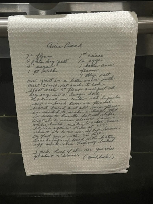 Your Handwritten Recipe or note on a Tea Towel