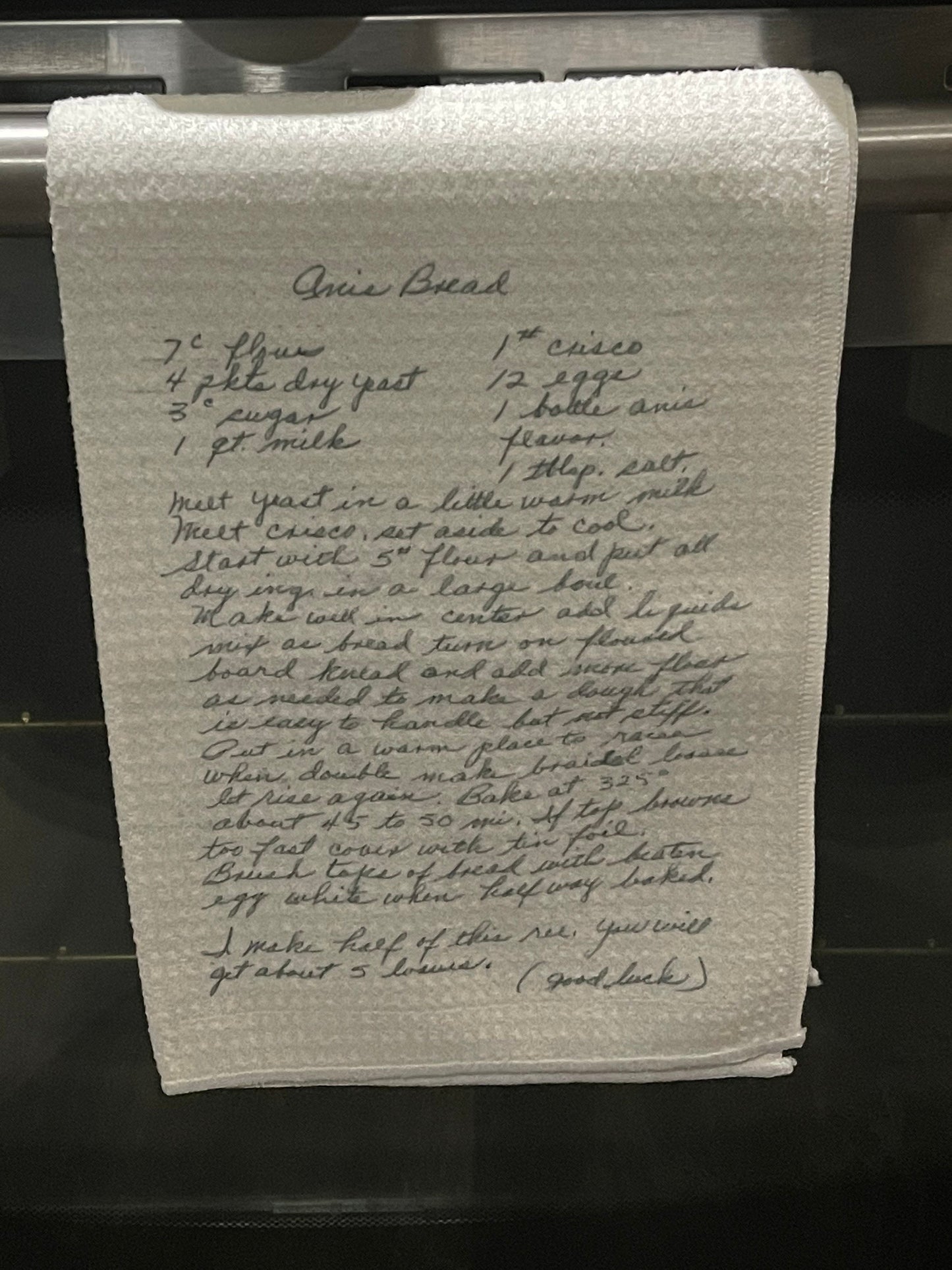 Your Custom Handwriting on a Tea Towel