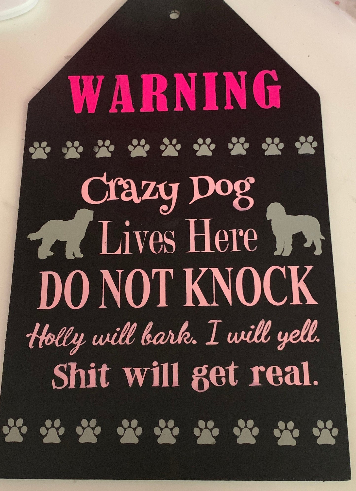 Funny Door Tag: No Soliciting, Crazy Dogs Live Here