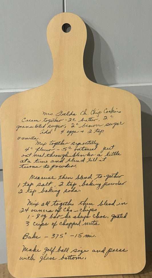 Custom Cutting Board With Your Handwritten Recipe or Message