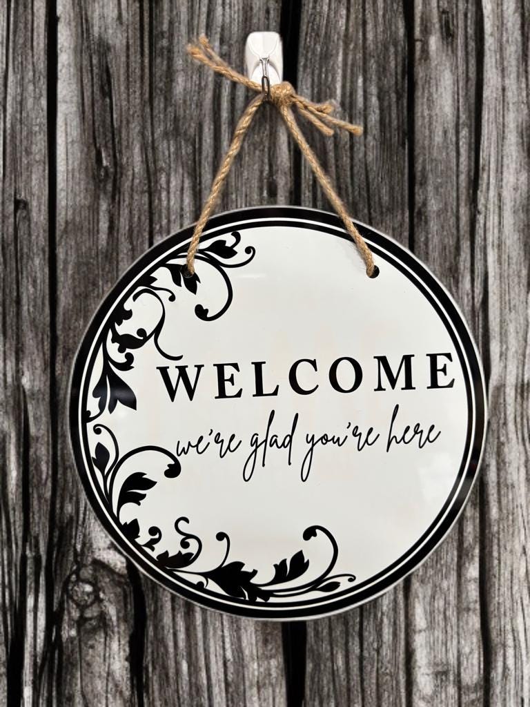 Welcome Metal Door Hanger, 10" Floral Design