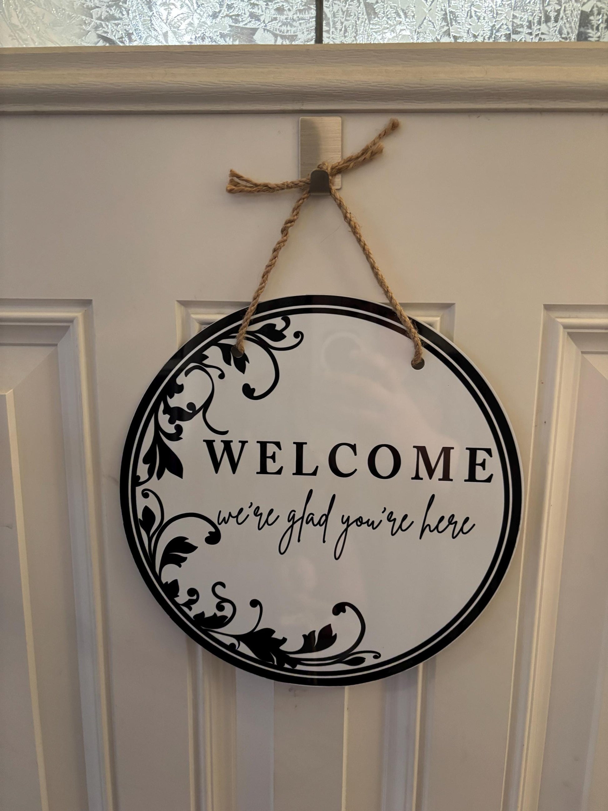 Welcome Metal Door Hanger, 10" Floral Design