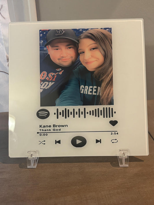 Personalized Spotify Glass Photo Plaque – Custom Song & Photo Gift