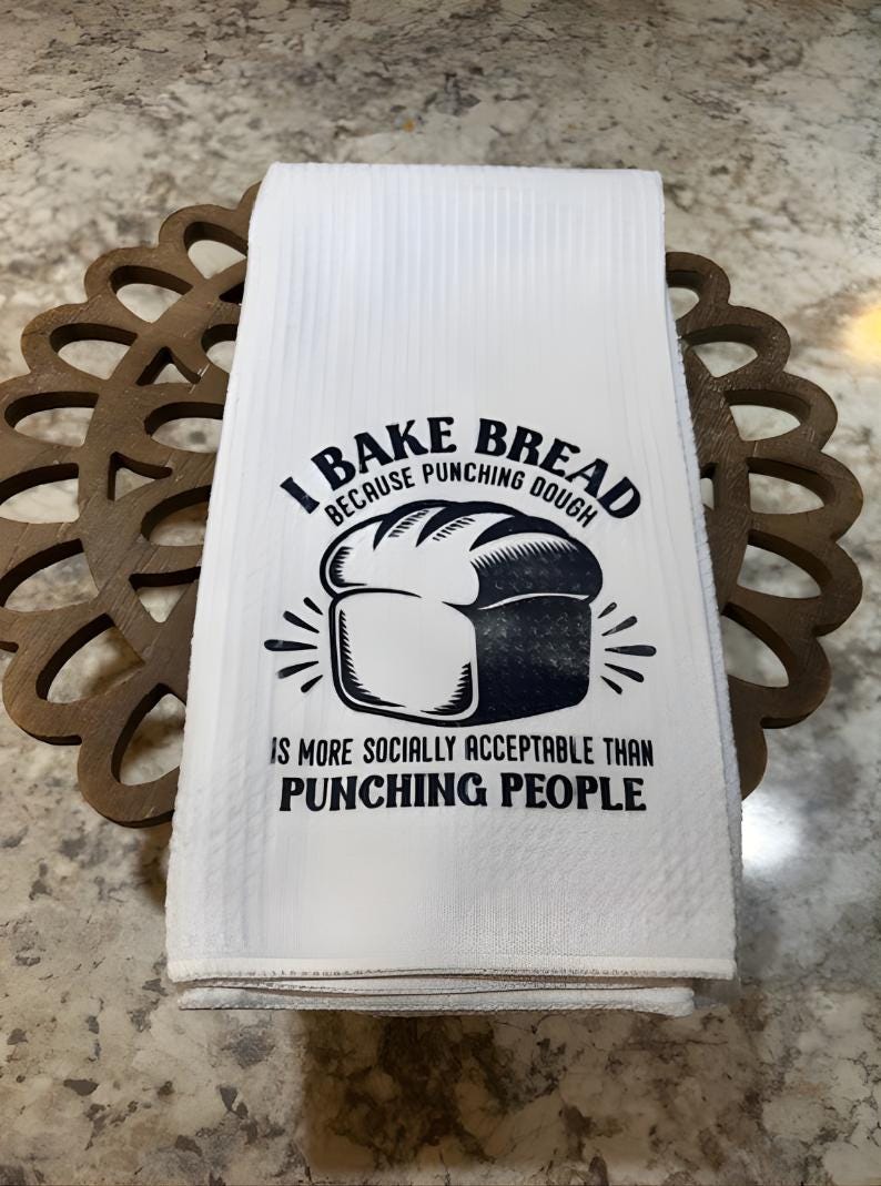 Funny Bread Baking Kitchen Towel