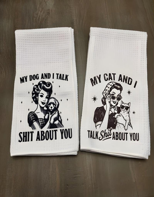 Funny Dog or Cat Kitchen Towels