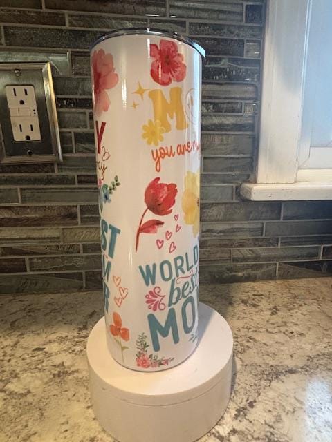 floral mom tumbler: Best Mom Ever, Happy Mommy Day, 20oz Insulated Cup