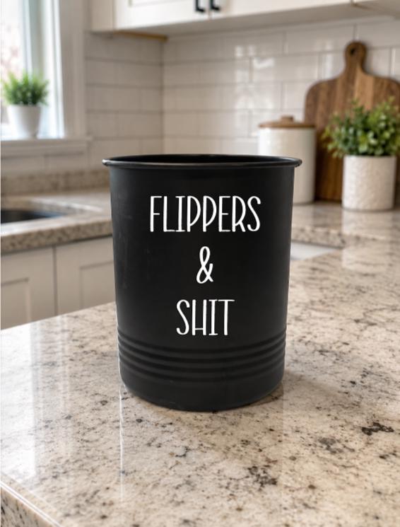 Black Utensil Holder - Flippers and Shit