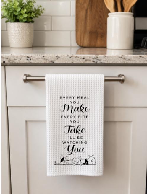 Waffle Weave Kitchen Towel: Dog Lover Gift, Humorous Saying, Absorbent Dish Towel