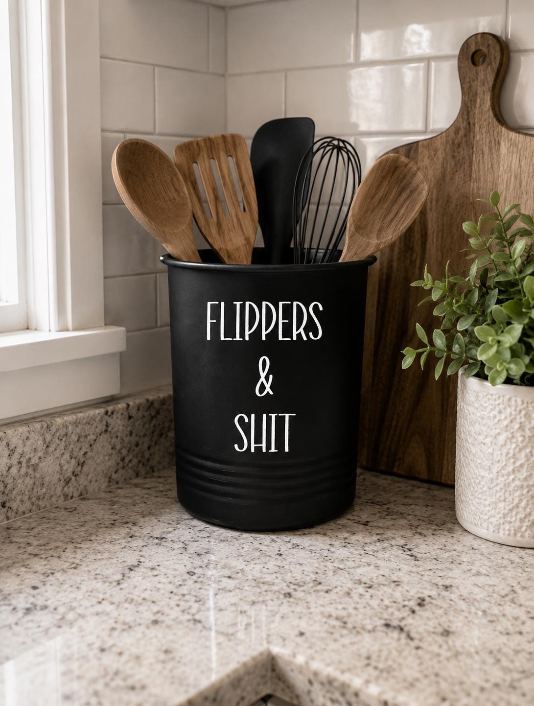 Black Utensil Holder - Flippers and Shit