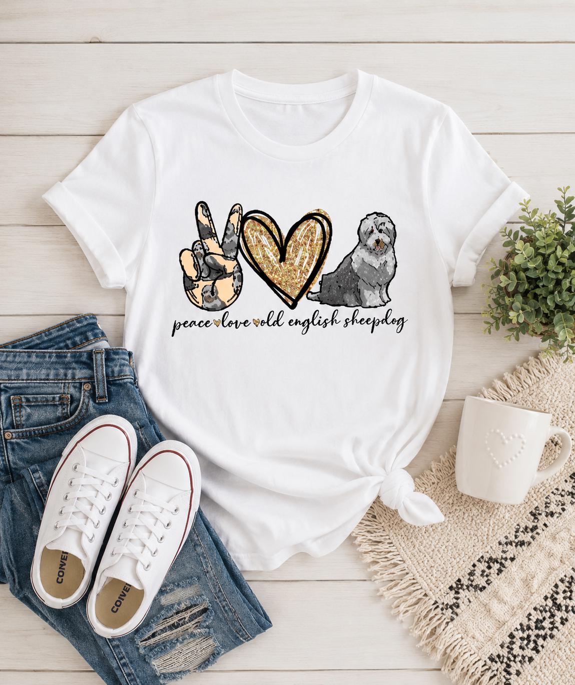 Peace Love Old English Sheepdog Tee!