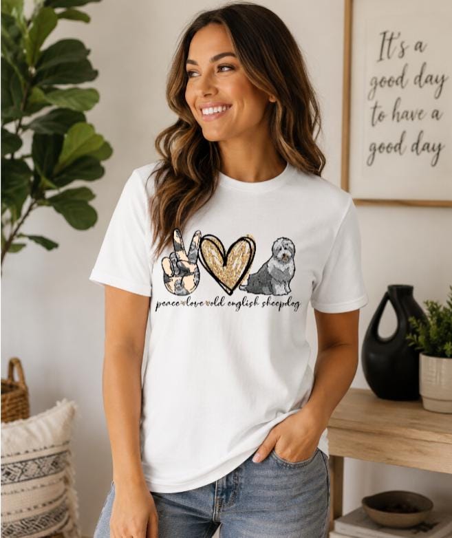Peace Love Old English Sheepdog Tee!