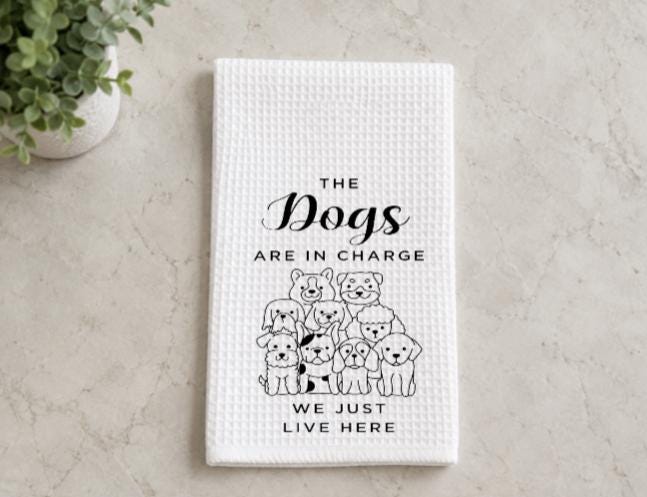 Waffle Weave Kitchen Towel: Dog Lover Gift, Humorous Saying, Absorbent Dish Towel