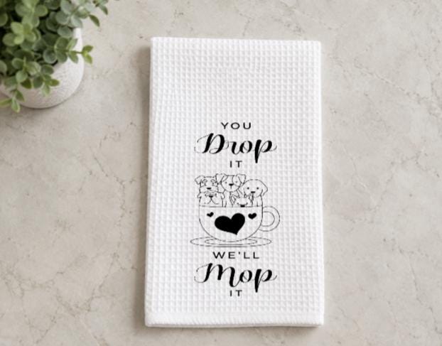 Waffle Weave Kitchen Towel: Dog Lover Gift, Humorous Saying, Absorbent Dish Towel