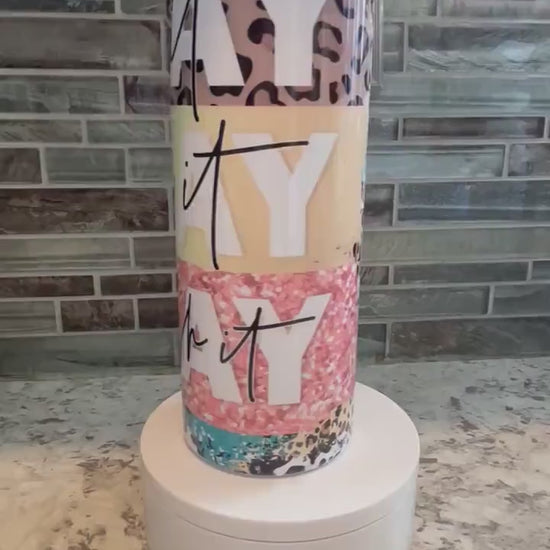 Christian Leopard Print Tumbler, Pray On It, Pray Over It, Pray Through Scripture