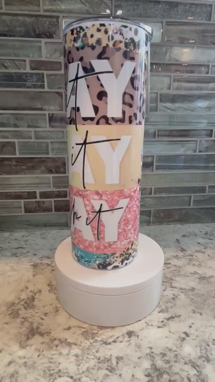 Christian Leopard Print Tumbler, Pray On It, Pray Over It, Pray Through Scripture