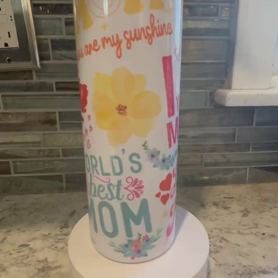 floral mom tumbler: Best Mom Ever, Happy Mommy Day, 20oz Insulated Cup